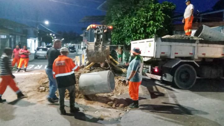 Prefeitura de Manaus realiza obra emergencial de drenagem profunda no bairro Cidade Nova