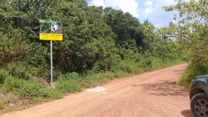Prefeitura instala placas de sinalização de passagem de animais em área de preservação