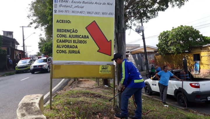 Operação Manaus Mais Limpa retira 203 engenhos publicitários proibidos no conjunto Campos Elíseos