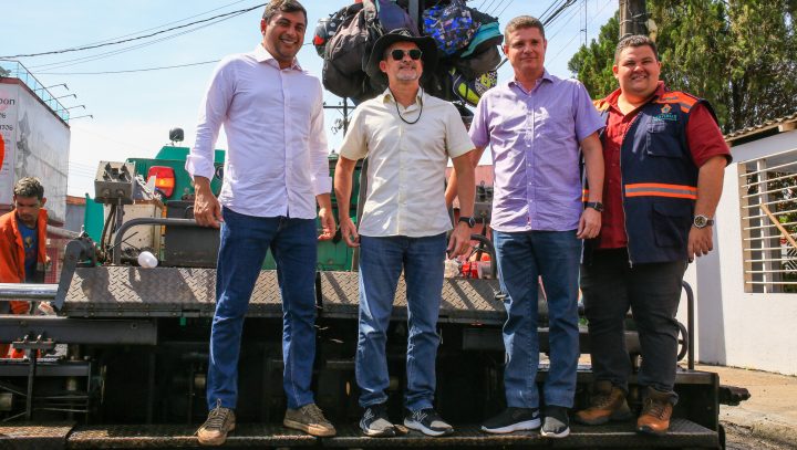 Prefeito David Almeida e governador Wilson Lima fiscalizam obras do ‘Asfalta Manaus’ na zona Norte