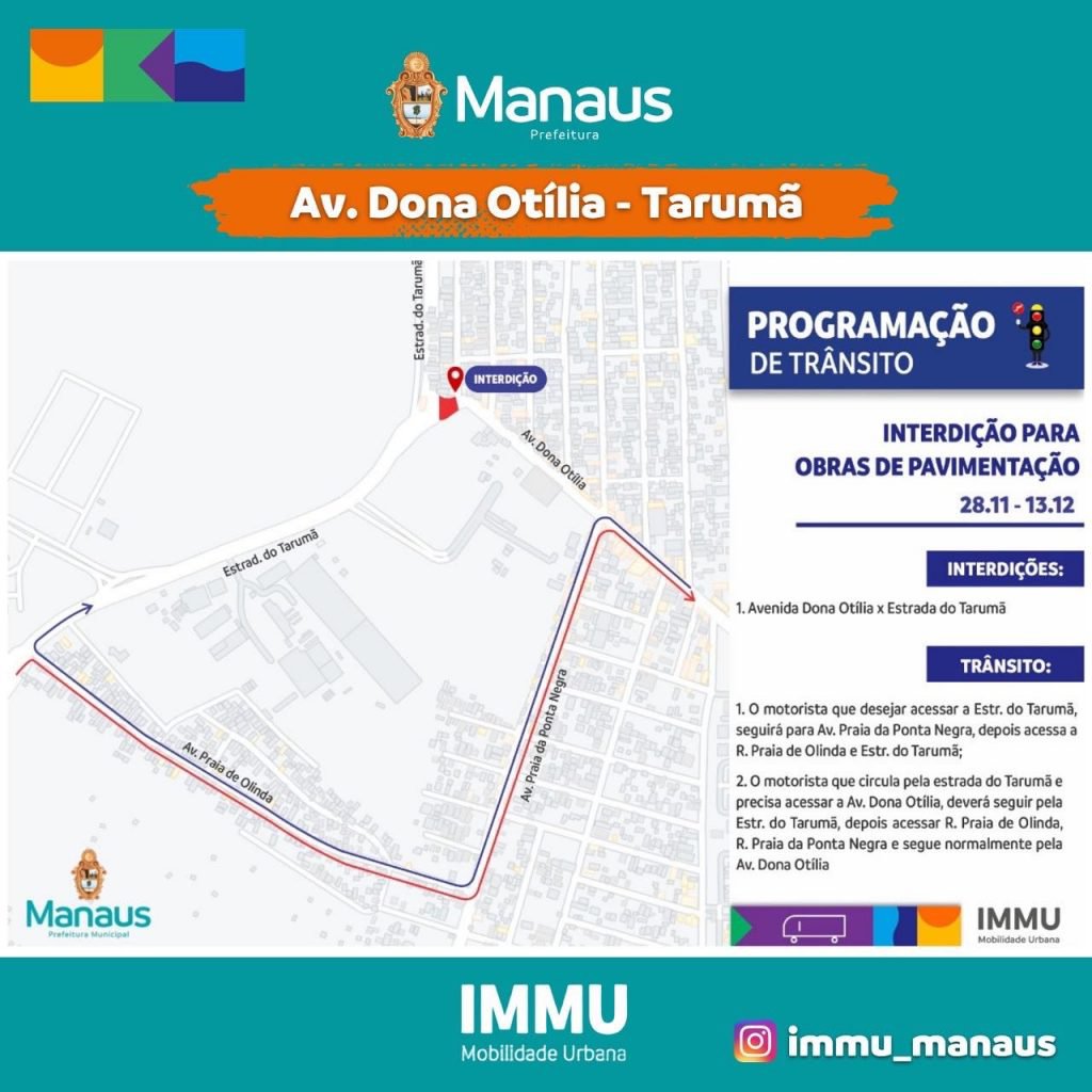 Prefeitura de Manaus interdita o acesso de vias no Tarumã para realização de obras