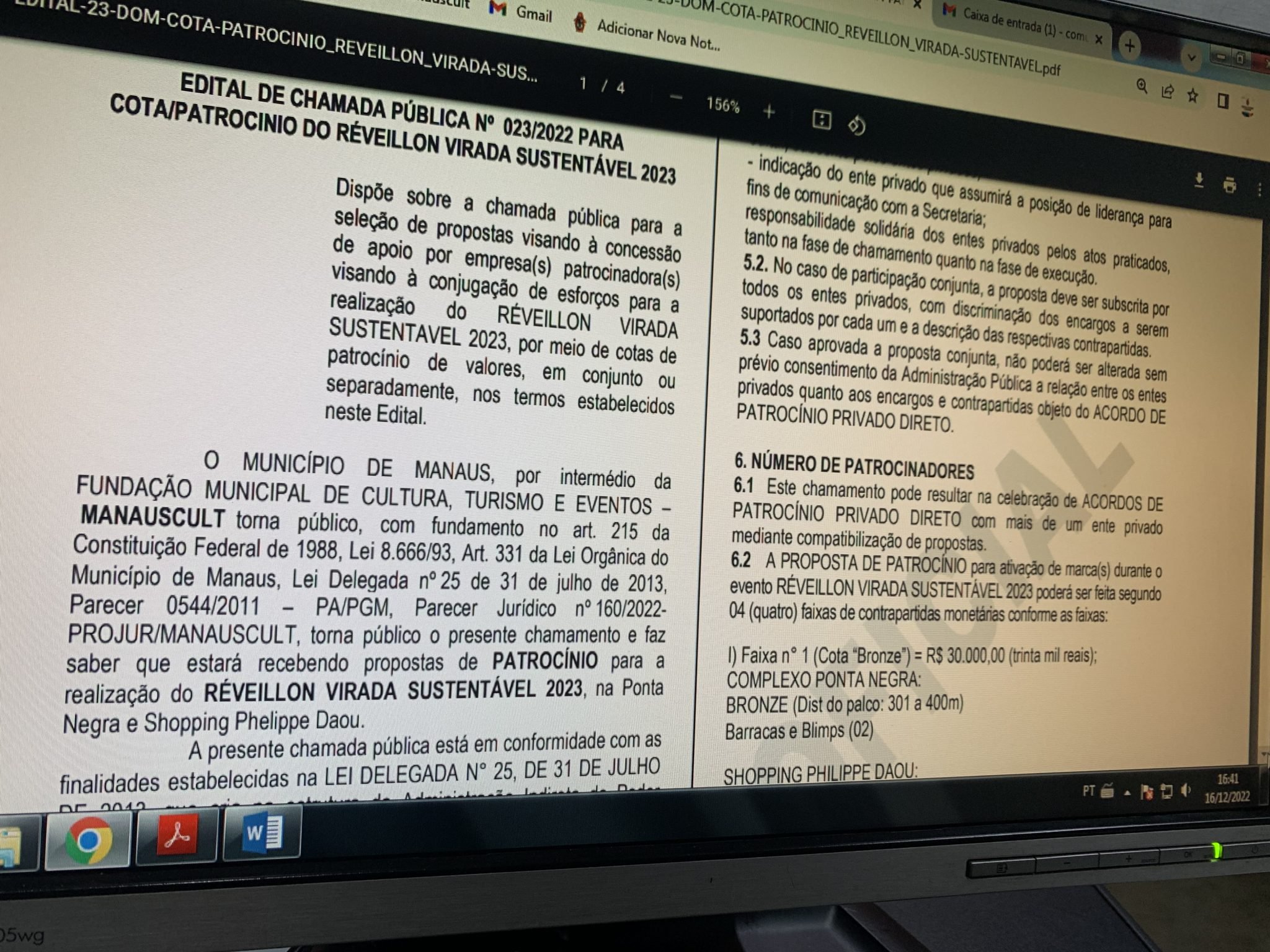 Prefeitura de Manaus está com edital aberto para cotapatrocínio do ‘Réveillon Sustentável’